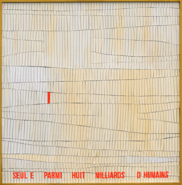 Collagen mit dem Titel "Seul e parmi huit m…" von Vincent Sébart, Original-Kunstwerk, Collagen Auf Keilrahmen aus Holz monti…