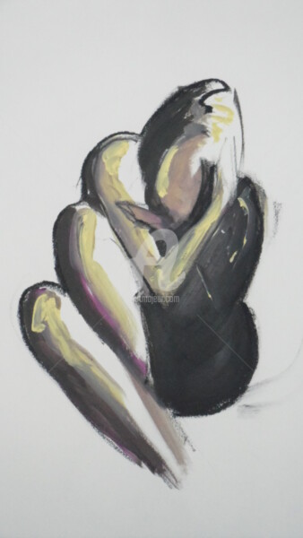 Painting titled "La femme assise" by Soy:), Original Artwork, Acrylic