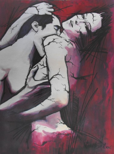 Peinture intitulée "La passion" par Vincent Tessier Xxc, Œuvre d'art originale, Acrylique Monté sur Panneau de bois