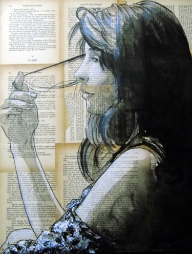 Peinture intitulée "sanss" par Vincent Tessier Xxc, Œuvre d'art originale, Encre