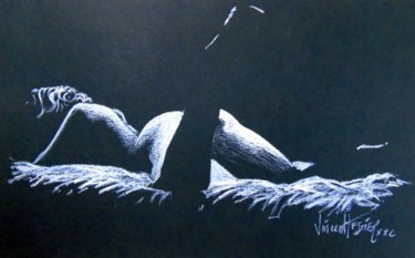 Drawing titled "etendu" by Vincent Tessier Xxc, Original Artwork, Chalk