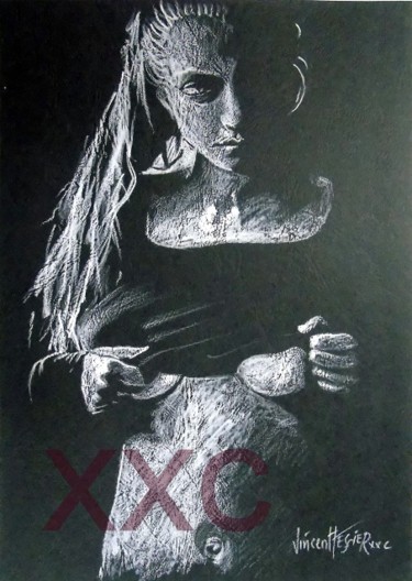 Drawing titled "bella" by Vincent Tessier Xxc, Original Artwork, Chalk