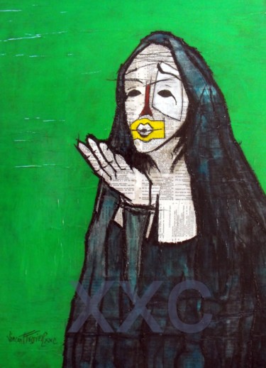 Painting titled "Les nonnes 1" by Vincent Tessier Xxc, Original Artwork, Acrylic