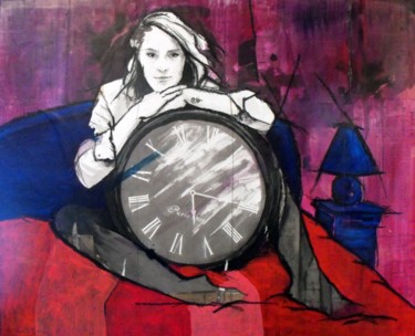 Peinture intitulée "l'heure" par Vincent Tessier Xxc, Œuvre d'art originale, Acrylique