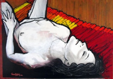 Malerei mit dem Titel "seule" von Vincent Tessier Xxc, Original-Kunstwerk, Acryl Auf Holzplatte montiert