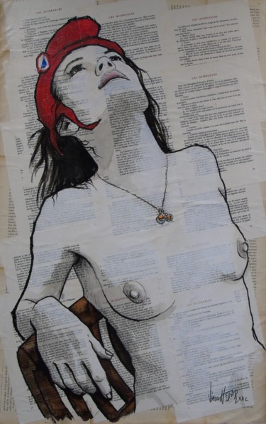 Peinture intitulée "Marianne 1" par Vincent Tessier Xxc, Œuvre d'art originale, Encre