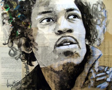 Peinture intitulée "Jimi" par Vincent Tessier Xxc, Œuvre d'art originale, Encre