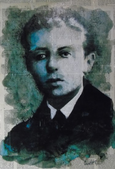 Malerei mit dem Titel "Sartre" von Vincent Tessier Xxc, Original-Kunstwerk, Tinte