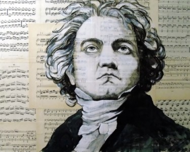 Peinture intitulée "Beethoven" par Vincent Tessier Xxc, Œuvre d'art originale, Encre