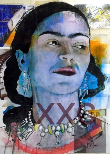 Malerei mit dem Titel "frida k" von Vincent Tessier Xxc, Original-Kunstwerk, Acryl