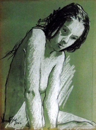 Pintura titulada "elle 2" por Vincent Tessier Xxc, Obra de arte original, Cera