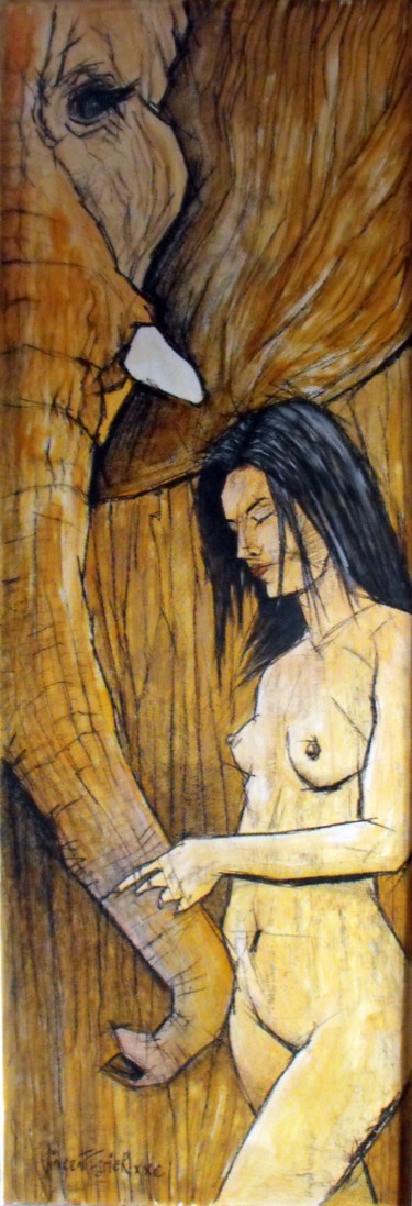 Peinture intitulée "la dresseuse" par Vincent Tessier Xxc, Œuvre d'art originale, Acrylique