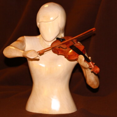 Sculpture intitulée "La Violoniste" par Vincent Thomas, Œuvre d'art originale, Bois