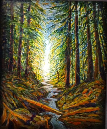 Peinture intitulée "Les eaux forestières" par Vincent Thoviste, Œuvre d'art originale, Acrylique Monté sur Châssis en bois
