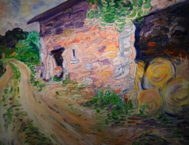 Картина под названием "Du côté d'Ambierle" - Vincent Thoviste, Подлинное произведение искусства, Масло Установлен на Деревян…