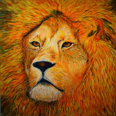 Malerei mit dem Titel "le roi lion" von Vincent Thoviste, Original-Kunstwerk, Acryl