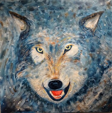 Painting titled "Loup" by Vincent Thoviste, Original Artwork, Acrylic