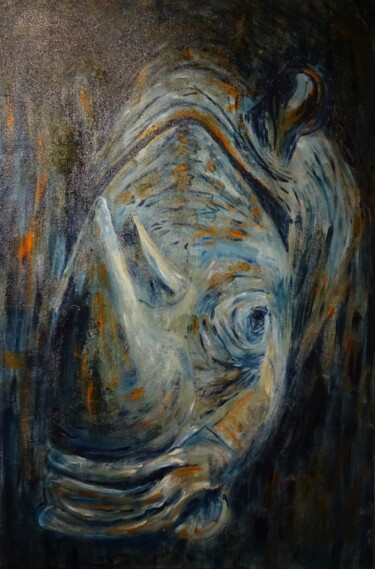 Pintura titulada "rhino" por Vincent Thoviste, Obra de arte original, Acrílico Montado en Bastidor de camilla de madera