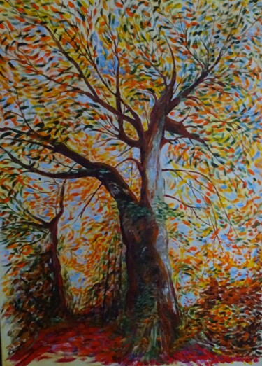 Картина под названием "Symphonie automnale…" - Vincent Thoviste, Подлинное произведение искусства, Акрил Установлен на Дерев…