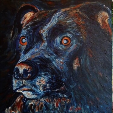 Painting titled "Le chien" by Vincent Thoviste, Original Artwork, Acrylic Mounted on Wood Stretcher frame