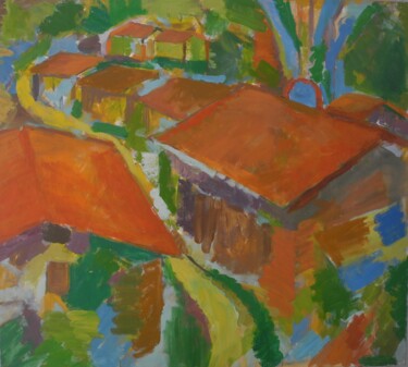 Pittura intitolato "Village" da Vincent Villars, Opera d'arte originale, Olio