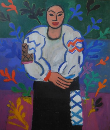 Painting titled "Flower woman" by Vincent Villars, Original Artwork, Oil