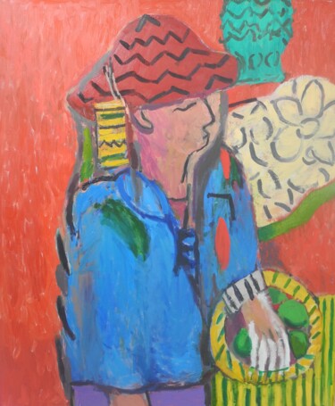 Malerei mit dem Titel "Market woman" von Vincent Villars, Original-Kunstwerk, Öl