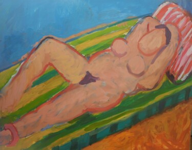 Painting titled "riclining woman" by Vincent Villars, Original Artwork, Oil