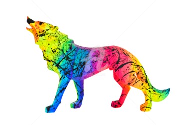 URBAN WOLF Escultura intitulada "URBAN WOLF" por Vincent Bardou, Obras de arte originais, Acrílico