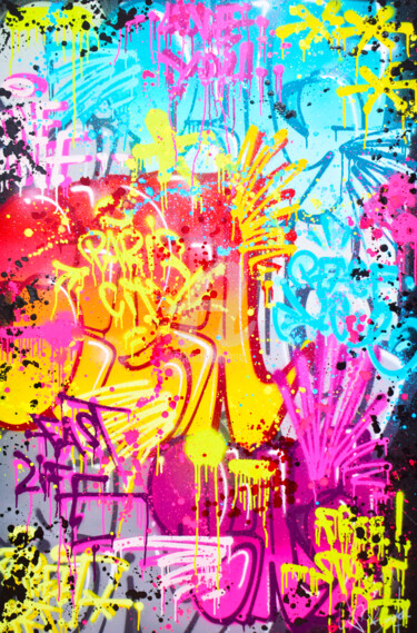 GRAFFITI EXPLOSION Картина под названием "GRAFFITI EXPLOSION" - Vincent Bardou, Подлинное произведение искусства, Акрил Установлен на Подрамник