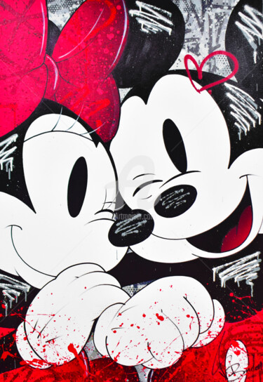 MINNIE & MICKEY FOR ETERNITY Peinture intitulée "MINNIE & MICKEY FOR…" par Vincent Bardou, Œuvre d'art originale, Acrylique Monté sur Châssis