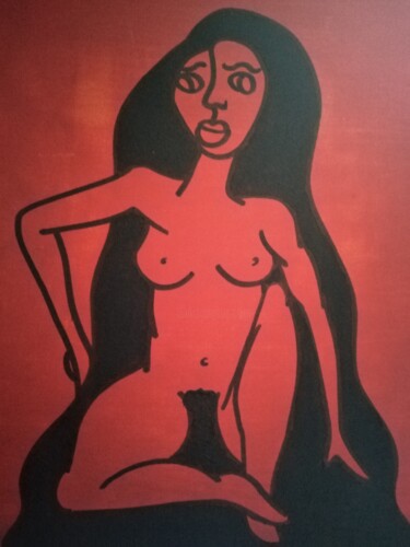 Peinture intitulée "Femme Noire" par Vincent Cheikh, Œuvre d'art originale, Acrylique