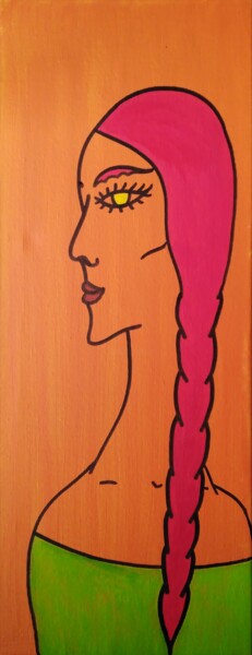 Peinture intitulée "Femme à la tresse" par Vincent Cheikh, Œuvre d'art originale, Acrylique