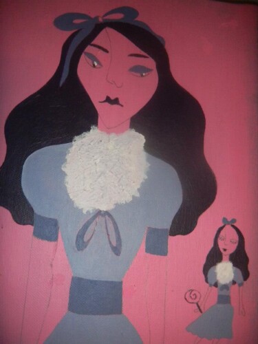 Painting titled "Petite Fille Et Pou…" by Vincent Cheikh, Original Artwork, Acrylic