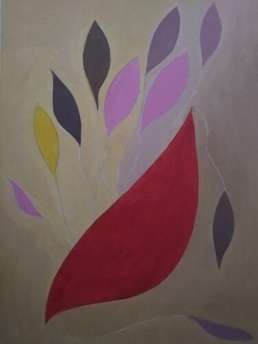 Painting titled "Fleurs Dans Un Vase…" by Vincent Cheikh, Original Artwork, Gouache