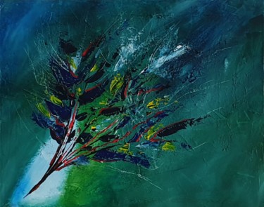 Malerei mit dem Titel "Leaf" von Vincent Kponton, Original-Kunstwerk, Acryl