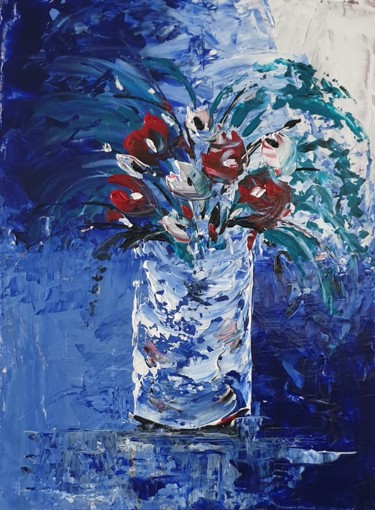 Painting titled "Flower 4" by Vincent Kponton, Original Artwork, Acrylic