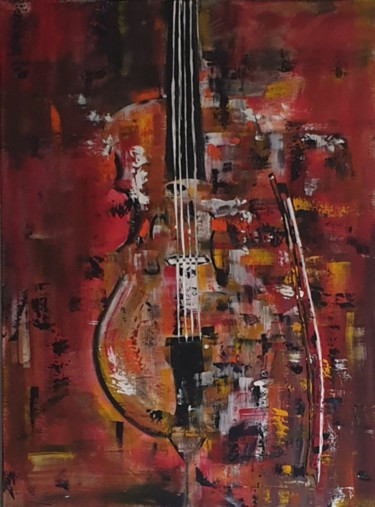 Painting titled "Violoncelle" by Vincent Kponton, Original Artwork, Acrylic