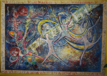 Painting titled "fusion cosmique" by Vincent Pulpito, Original Artwork
