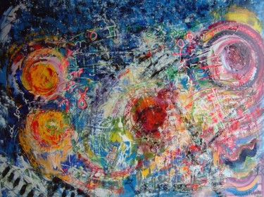 Peinture intitulée "tourbillion cosmique" par Vincent Pulpito, Œuvre d'art originale