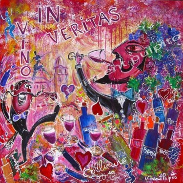 Painting titled "vinos veritas2" by Vincent Pulpito, Original Artwork