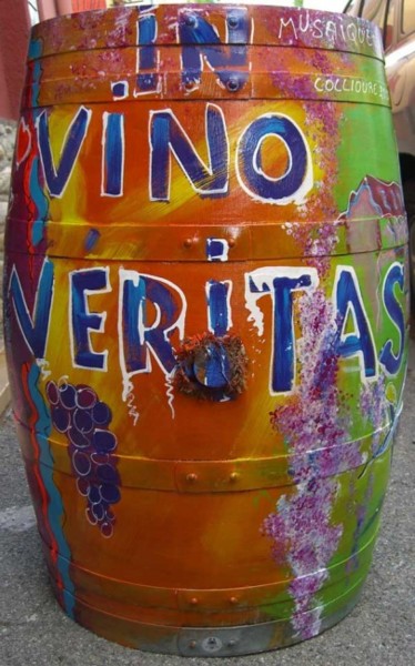 Painting titled "vinos veritas barri…" by Vincent Pulpito, Original Artwork, Oil