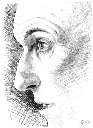 Drawing titled "profil" by Vincent Raket, Original Artwork, Graphite