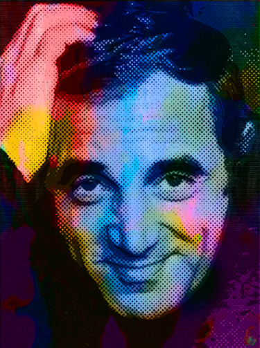 Gravures & estampes intitulée "Aznavour" par Vincent Sabatier (VerSus), Œuvre d'art originale, Sérigraphie