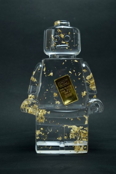 Sculpture titled "roboclusion gold on…" by Vincent Sabatier (VerSus), Original Artwork, Resin