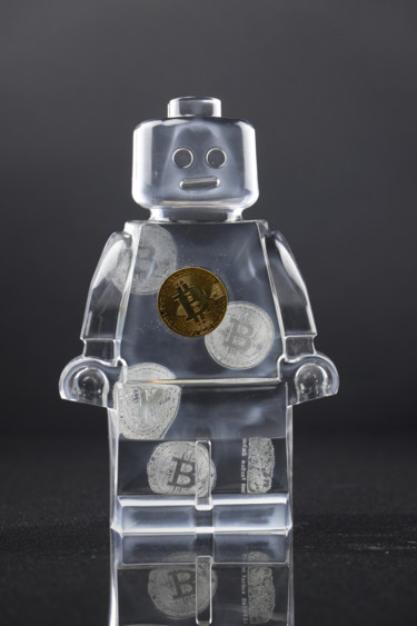 Sculpture titled "roboclusion bitcoin" by Vincent Sabatier (VerSus), Original Artwork, Casting