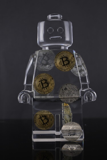 Sculptuur getiteld "ROBOCLUSION BITCOIN…" door Vincent Sabatier (VerSus), Origineel Kunstwerk, Hars