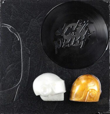 「Daft Punk Forever G…」というタイトルの彫刻 Vincent Sabatier (VerSus)によって, オリジナルのアートワーク, 樹脂 その他の剛性パネルにマウント