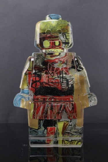 Sculpture titled "Roboclusion Basquiat" by Vincent Sabatier (VerSus), Original Artwork, Resin