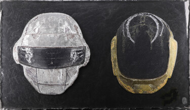 「Daft Punk plaque」というタイトルの彫刻 Vincent Sabatier (VerSus)によって, オリジナルのアートワーク, 樹脂